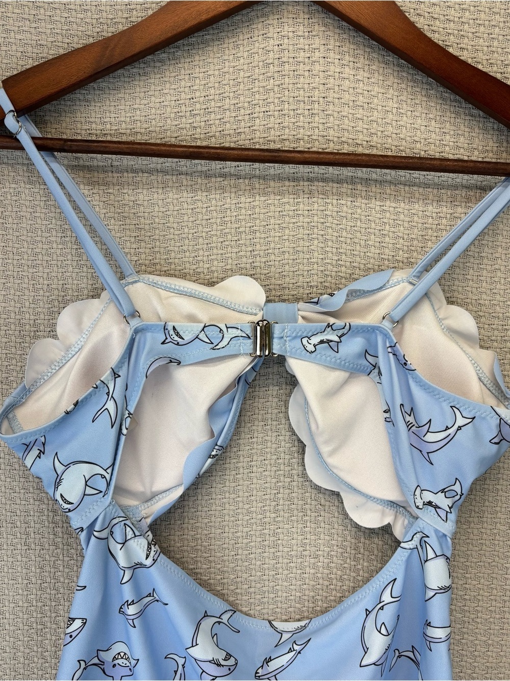 Haikyuu One Piece Shark Cut Out Bathing Suit Women Sz Large Scalloped Anime Fun - Picture 7 of 9